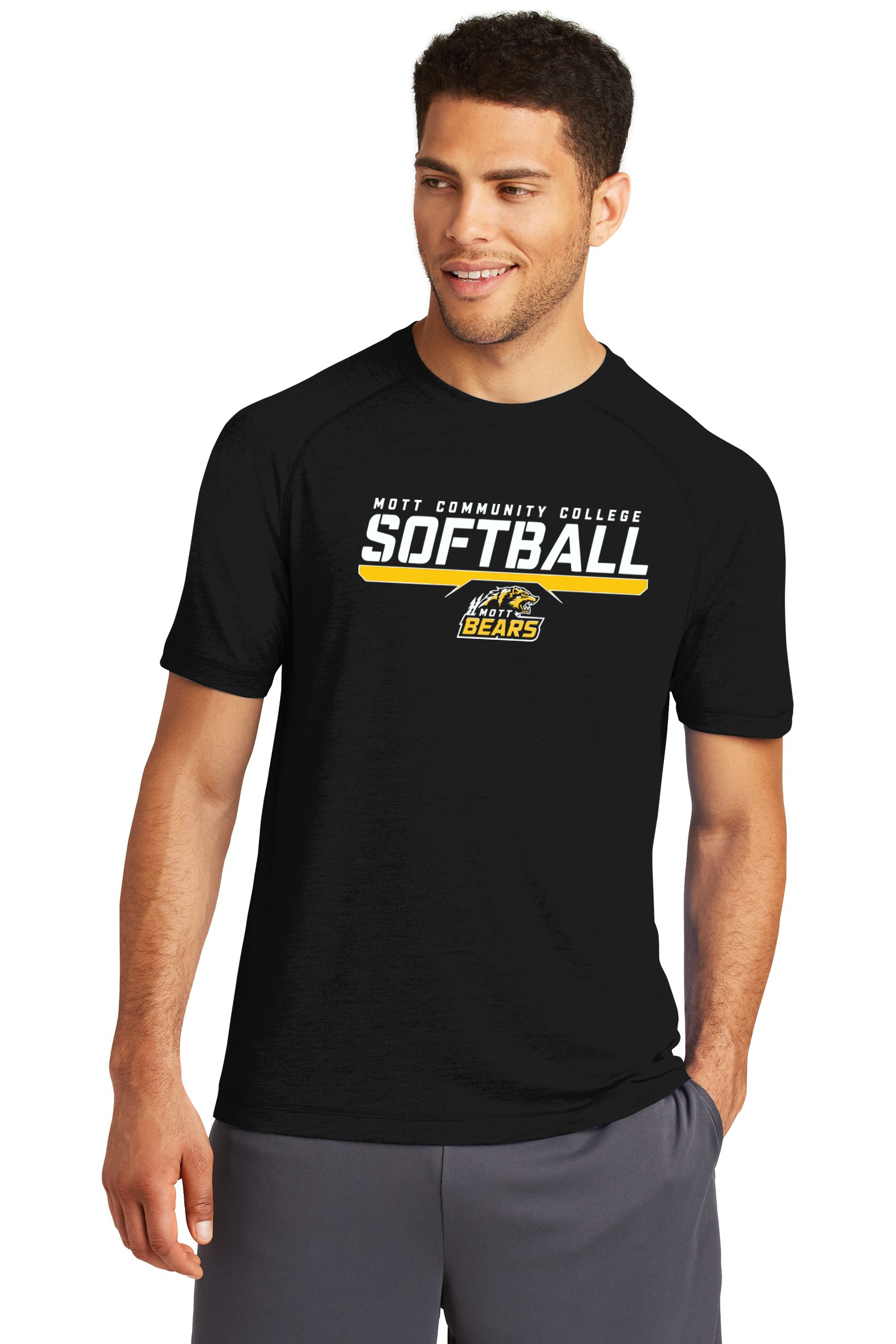 Mott CC Softball PosiCharge® Tri-Blend Wicking Raglan Tee