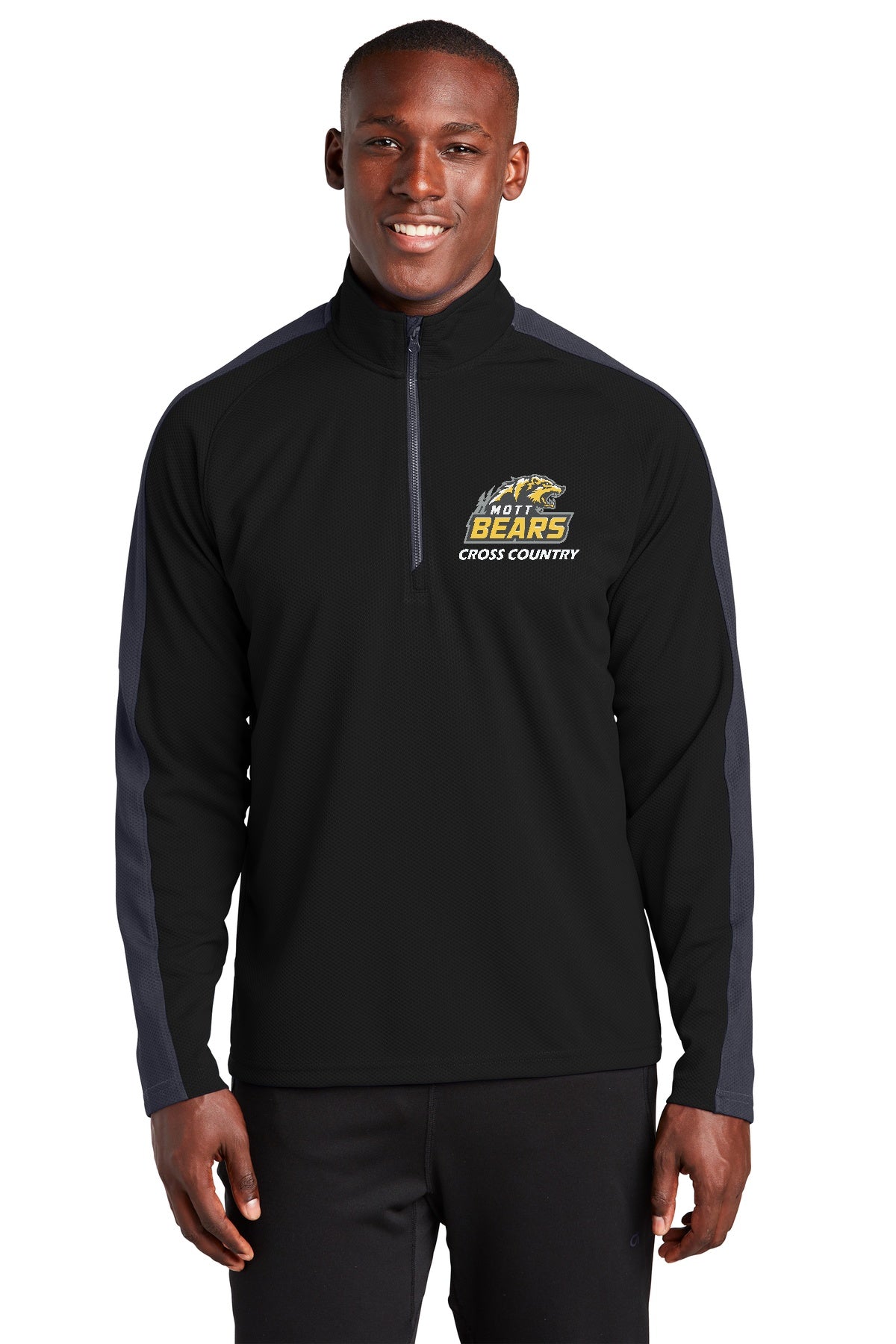 Mott Cross Country Sport-Wick Textured Colorblock 1/4-Zip Pullover