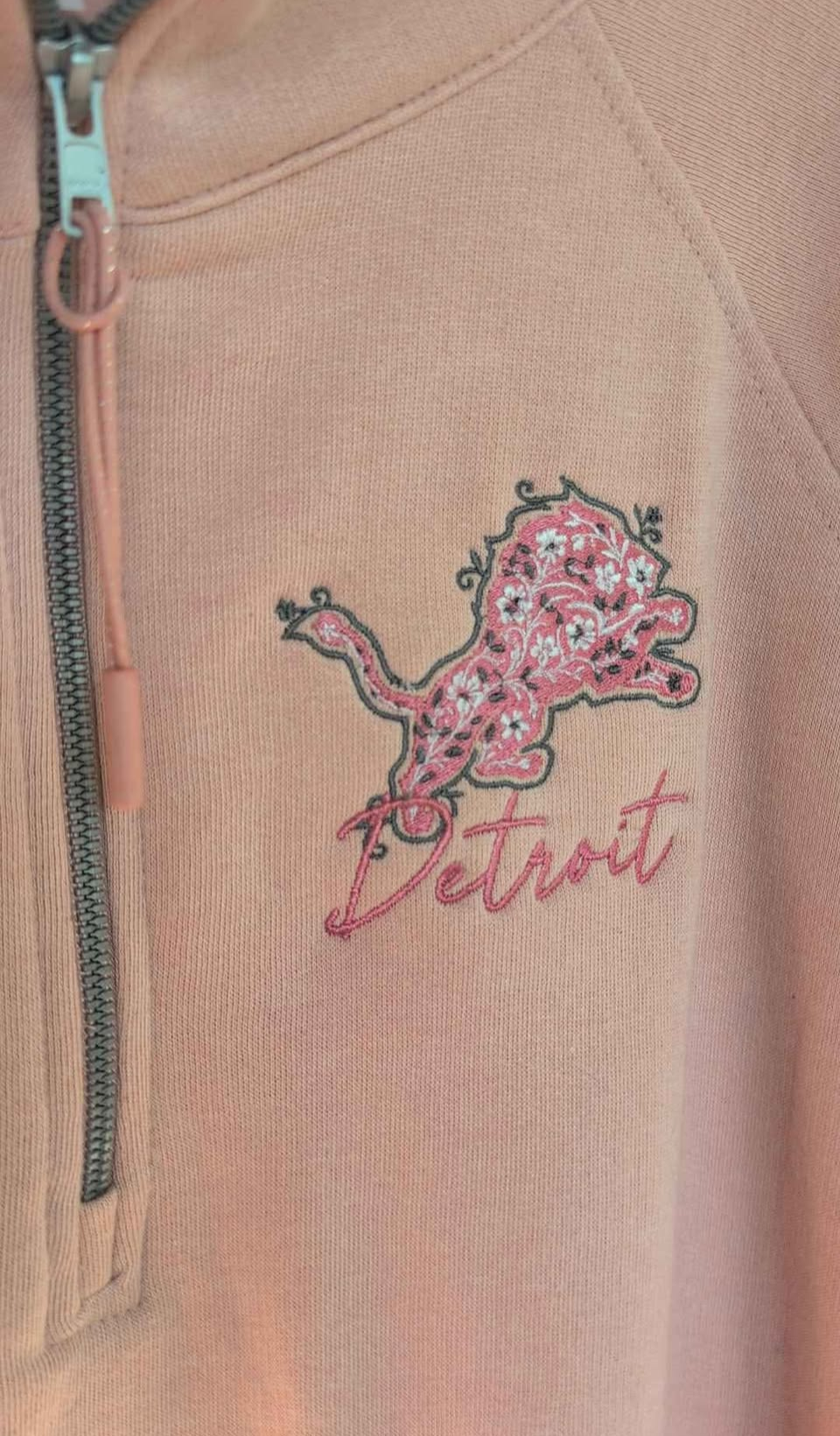 Floral Lion Ladies Boxy Half Zip Fleece