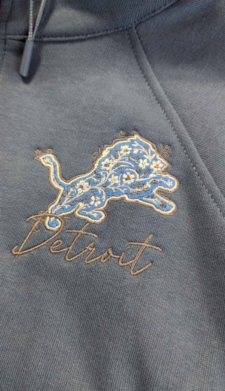 Floral Lion Ladies Boxy Half Zip Fleece