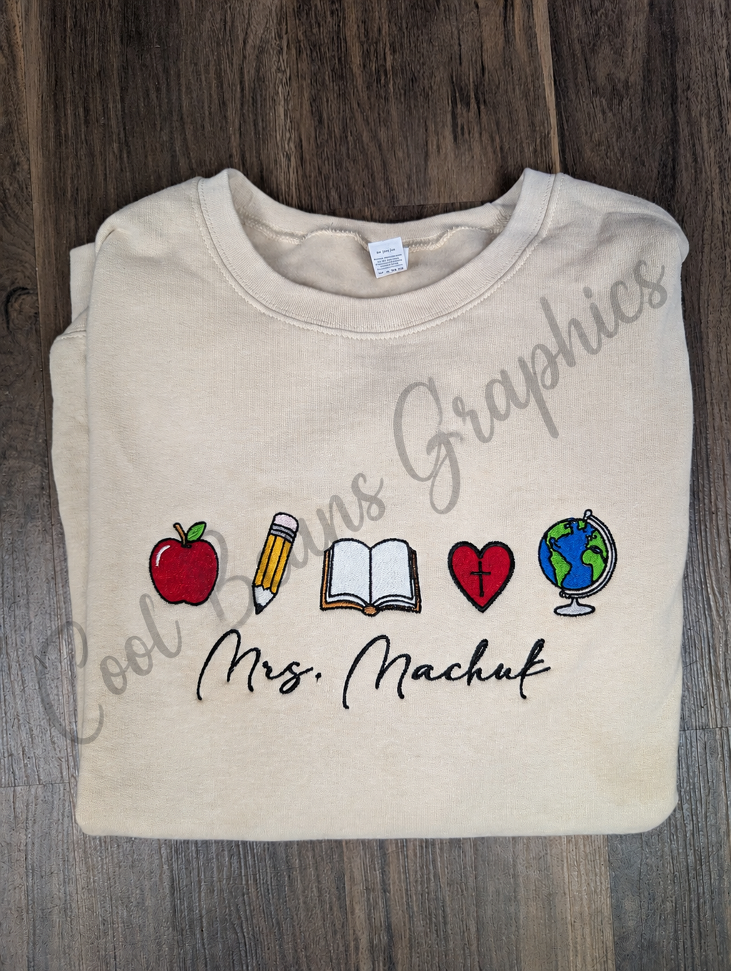 Teacher Name with Objects Embroidery File