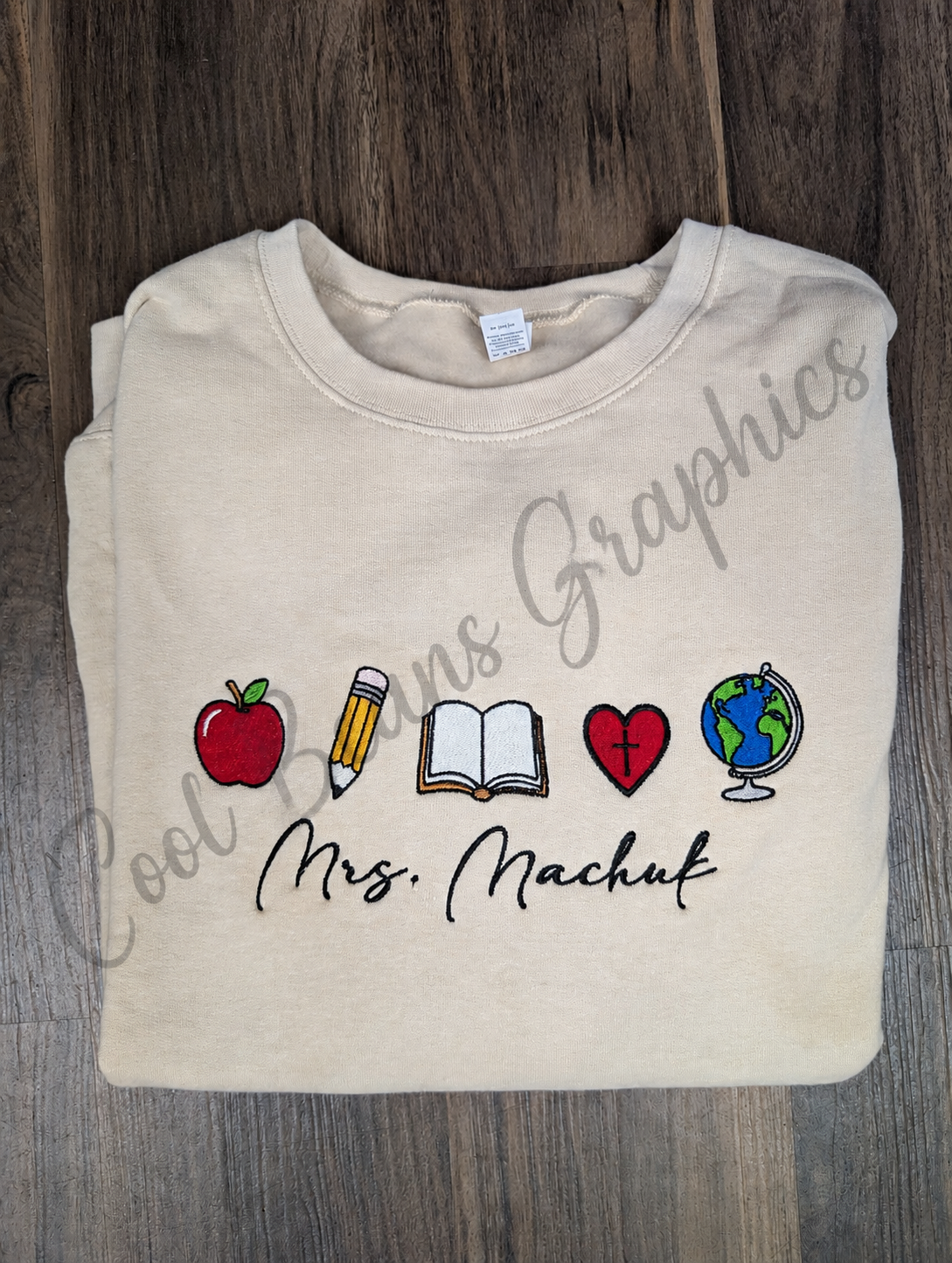 Teacher Name with Objects Embroidery File