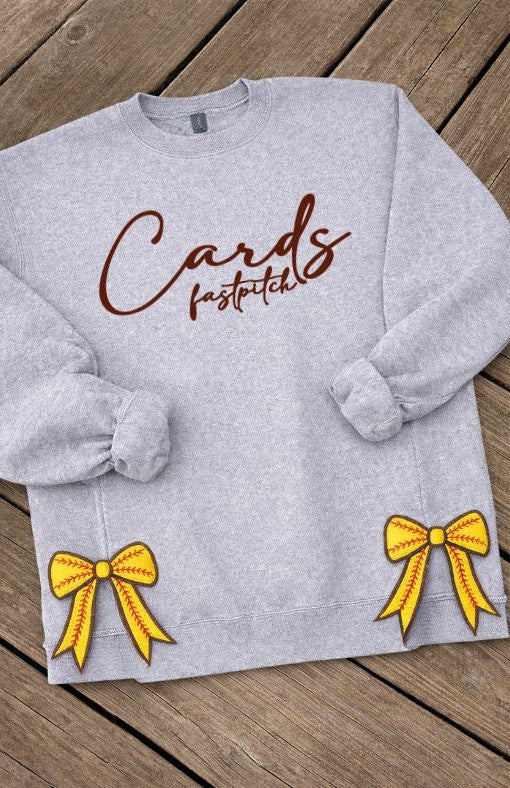 Cards Fastpitch Script with Side Bows Crew Sweatshirt