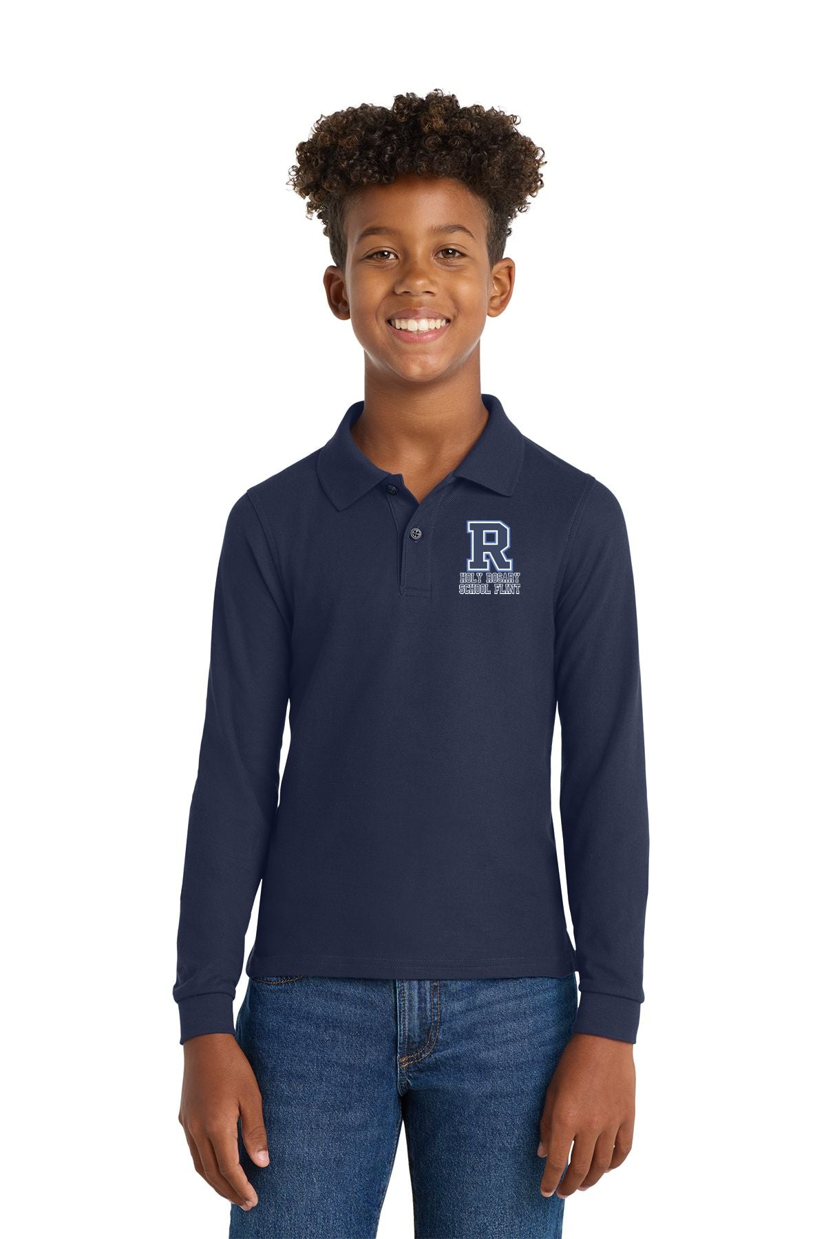 Holy Rosary Youth Silk Touch™ Long Sleeve Polo