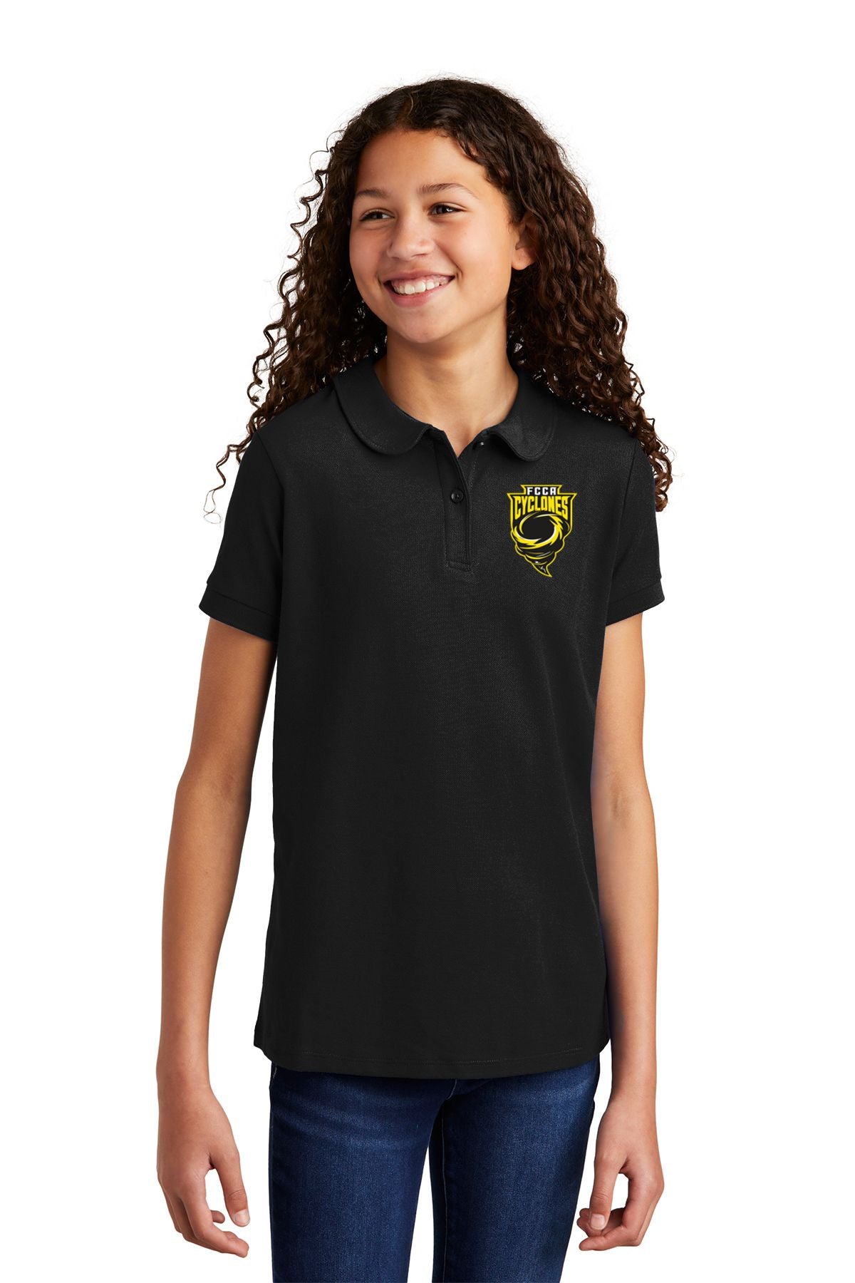 FCCA Girls Silk Touch™ Peter Pan Collar Polo