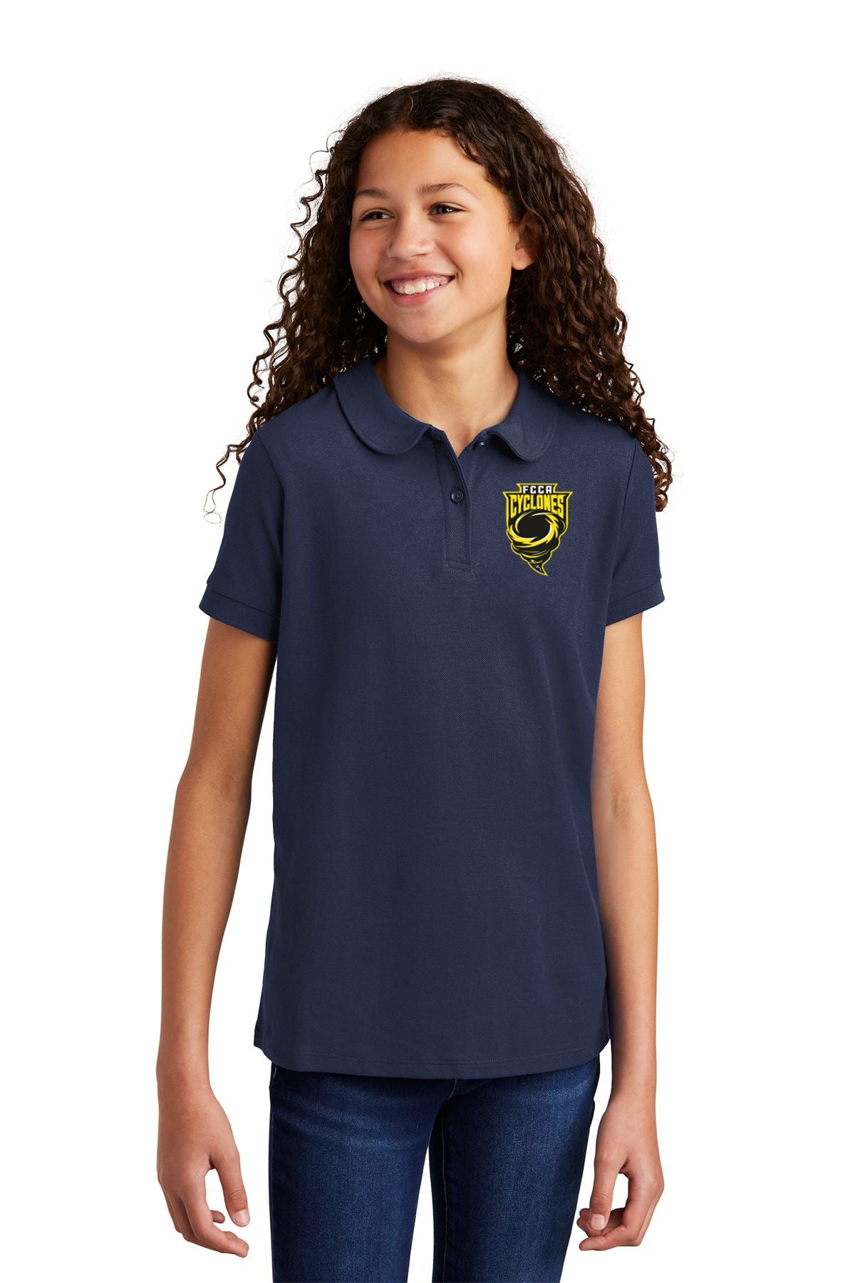 FCCA Girls Silk Touch™ Peter Pan Collar Polo