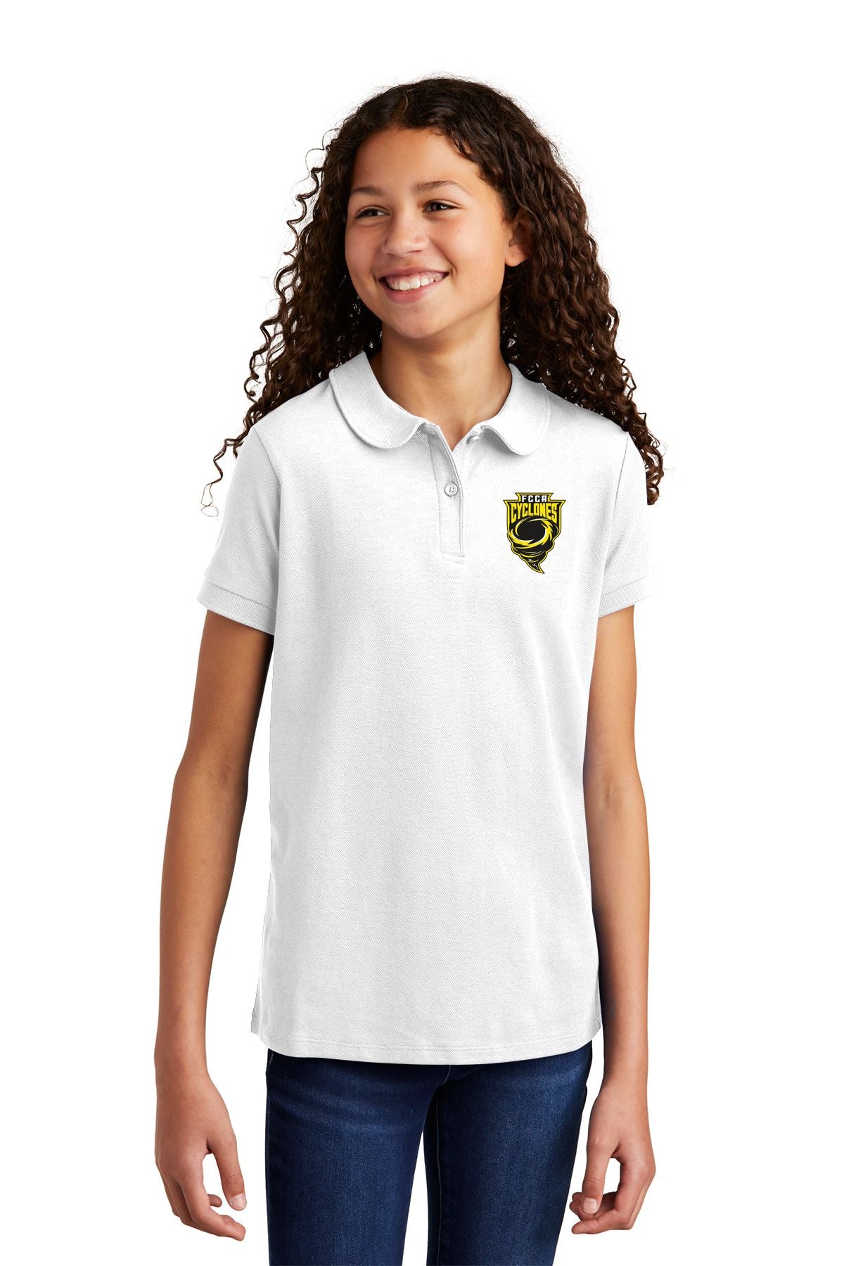 FCCA Girls Silk Touch™ Peter Pan Collar Polo