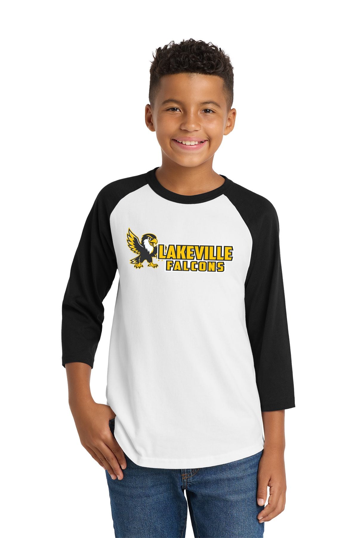 Lakeville Cartoon Falcons Raglan 3/4 Sleeve Shirt