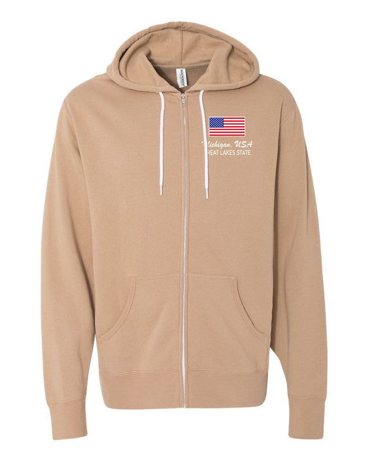 Michigan USA Lightweight Full-Zip Hooded Sweatshirt