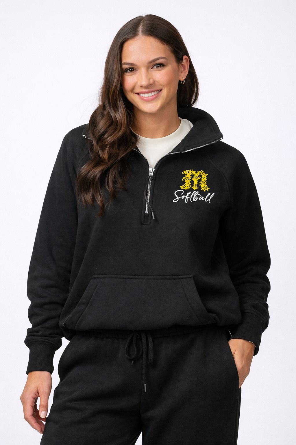 Mott Softball Floral Ladies Boxy Half Zip Fleece