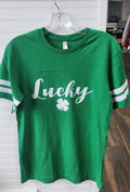St. Patrick's LUCKY Glitter Football T-shirt