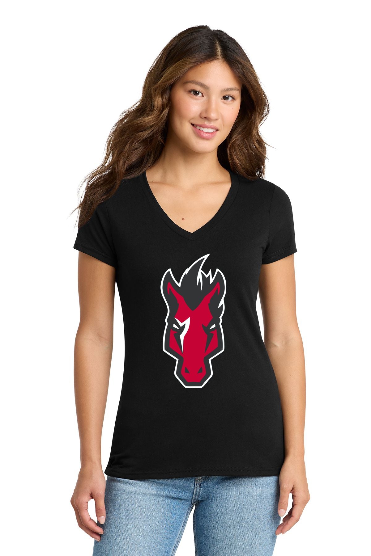 Mustangs Ladies Tri-Blend V-Neck Tee