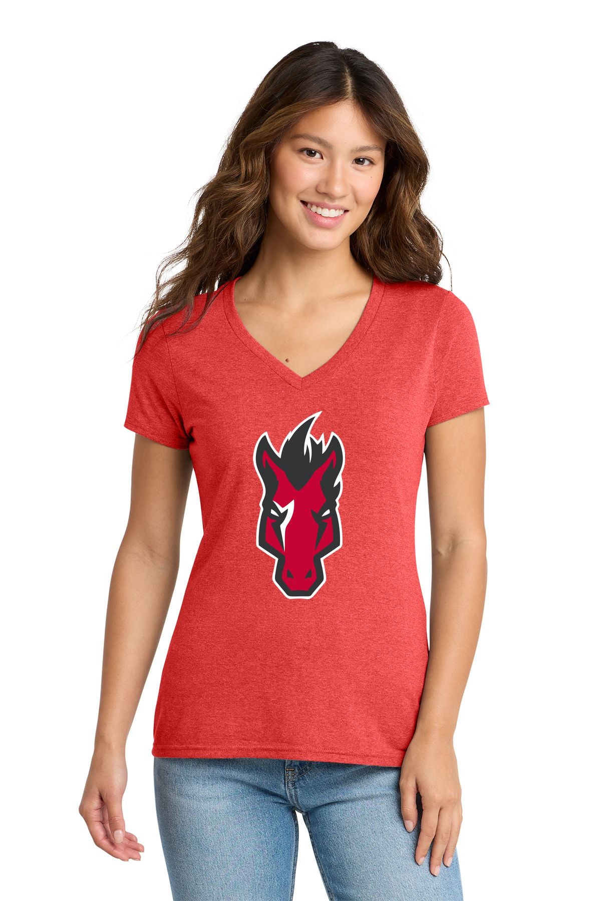 Mustangs Ladies Tri-Blend V-Neck Tee
