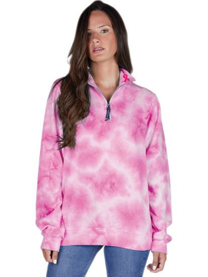 Breast Cancer Crosswind 1/4 Zip Tie Dye Pullover