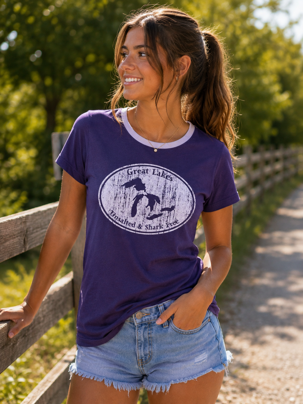 Great Lakes Unsalted & Shark Free Ladies Ringer Tee