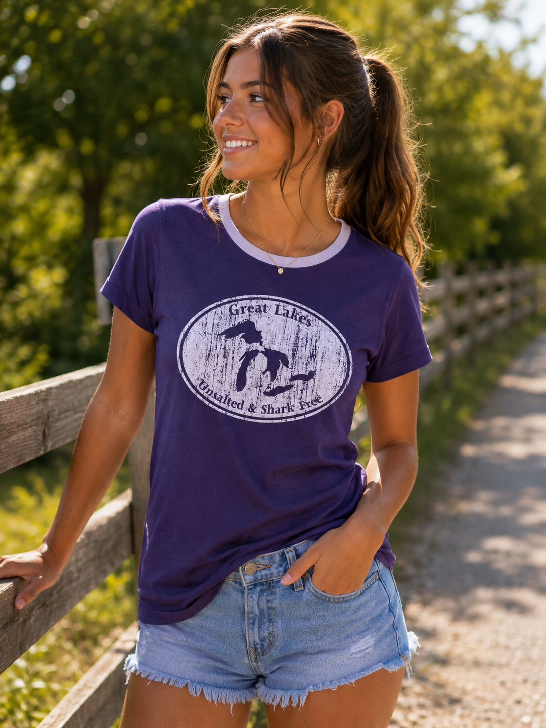 Great Lakes Unsalted & Shark Free Ladies Ringer Tee