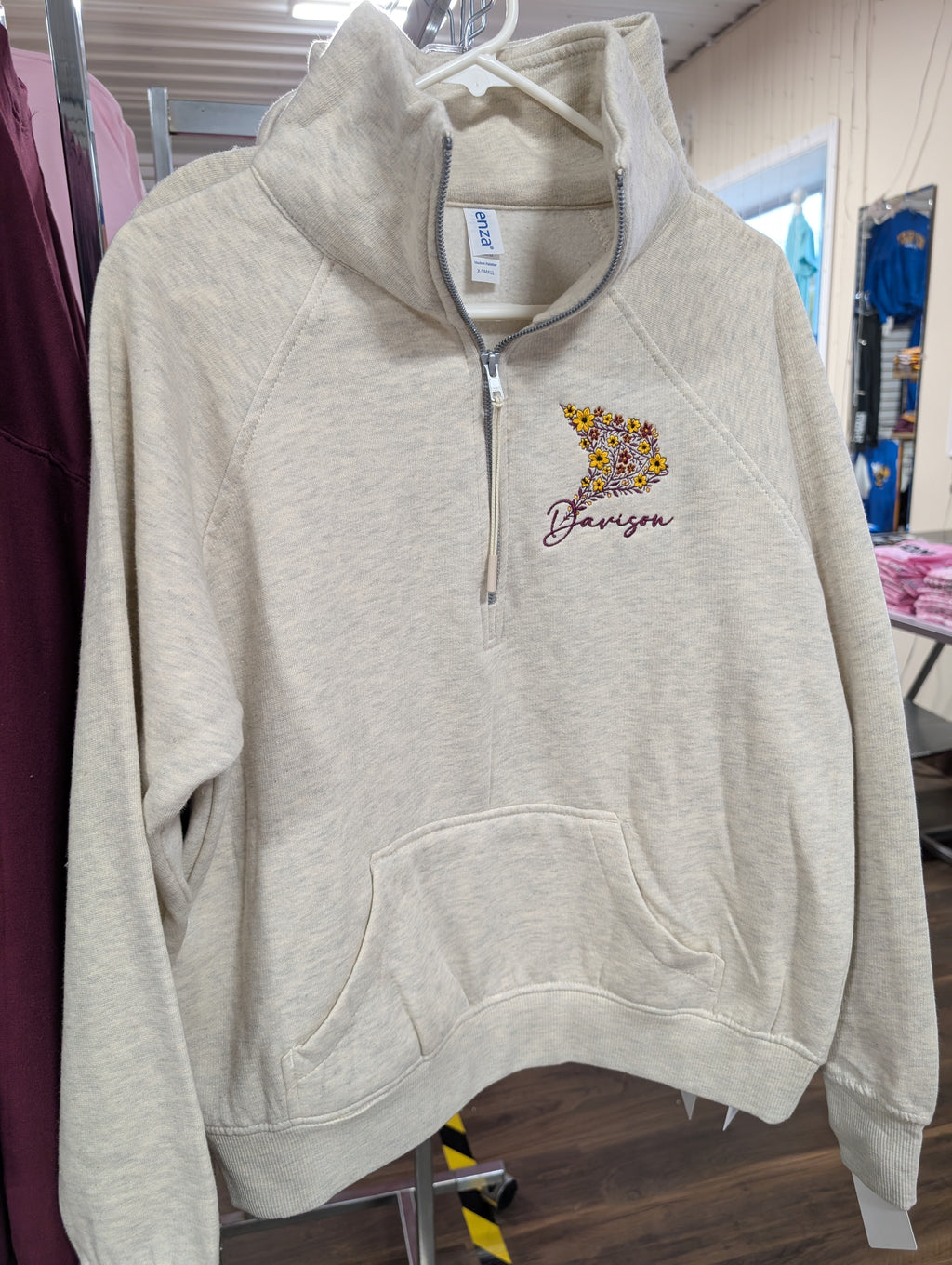 Davison Flower Bird Ladies Boxy Half Zip Fleece