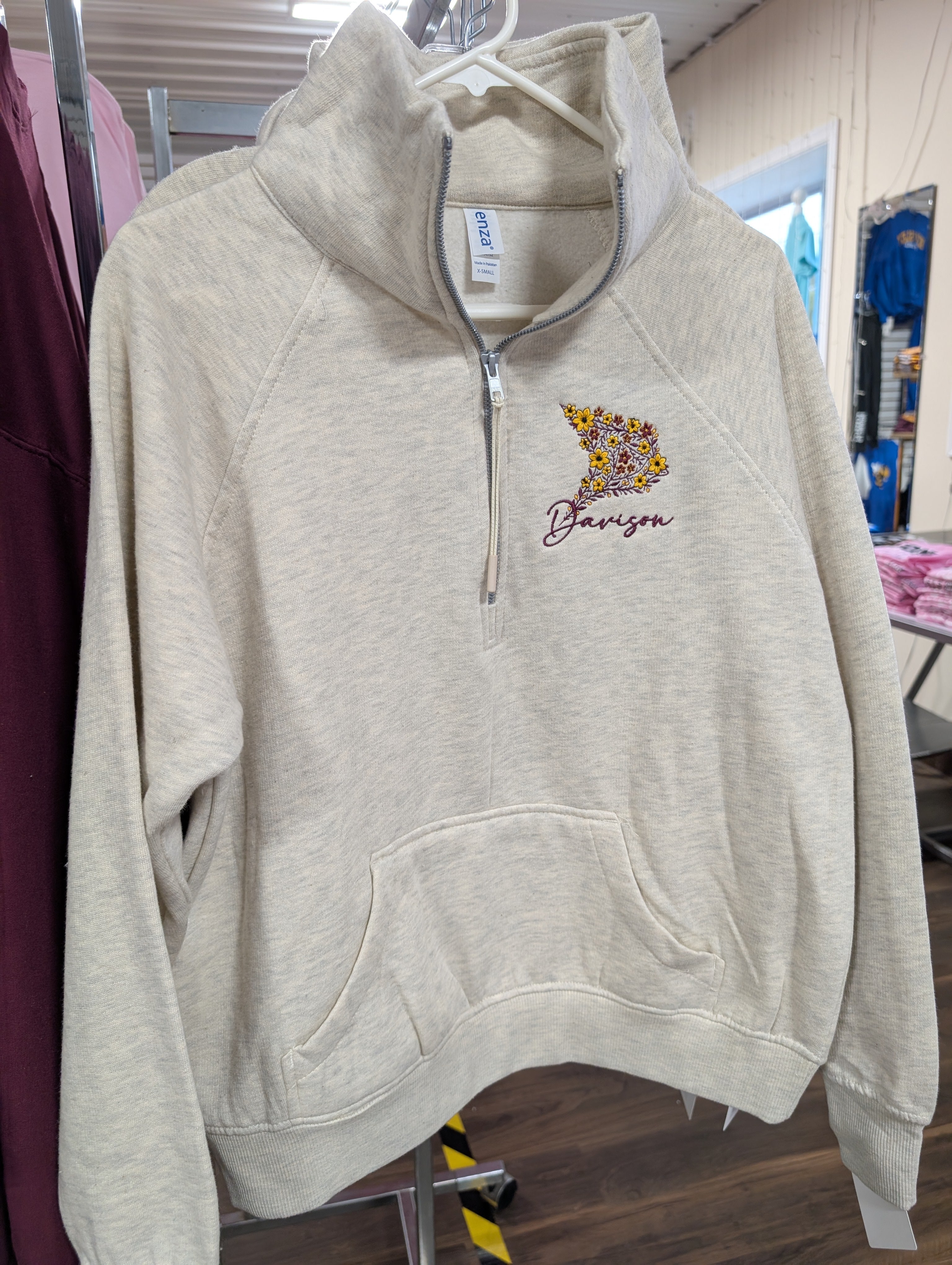 Davison Flower Bird Ladies Boxy Half Zip Fleece