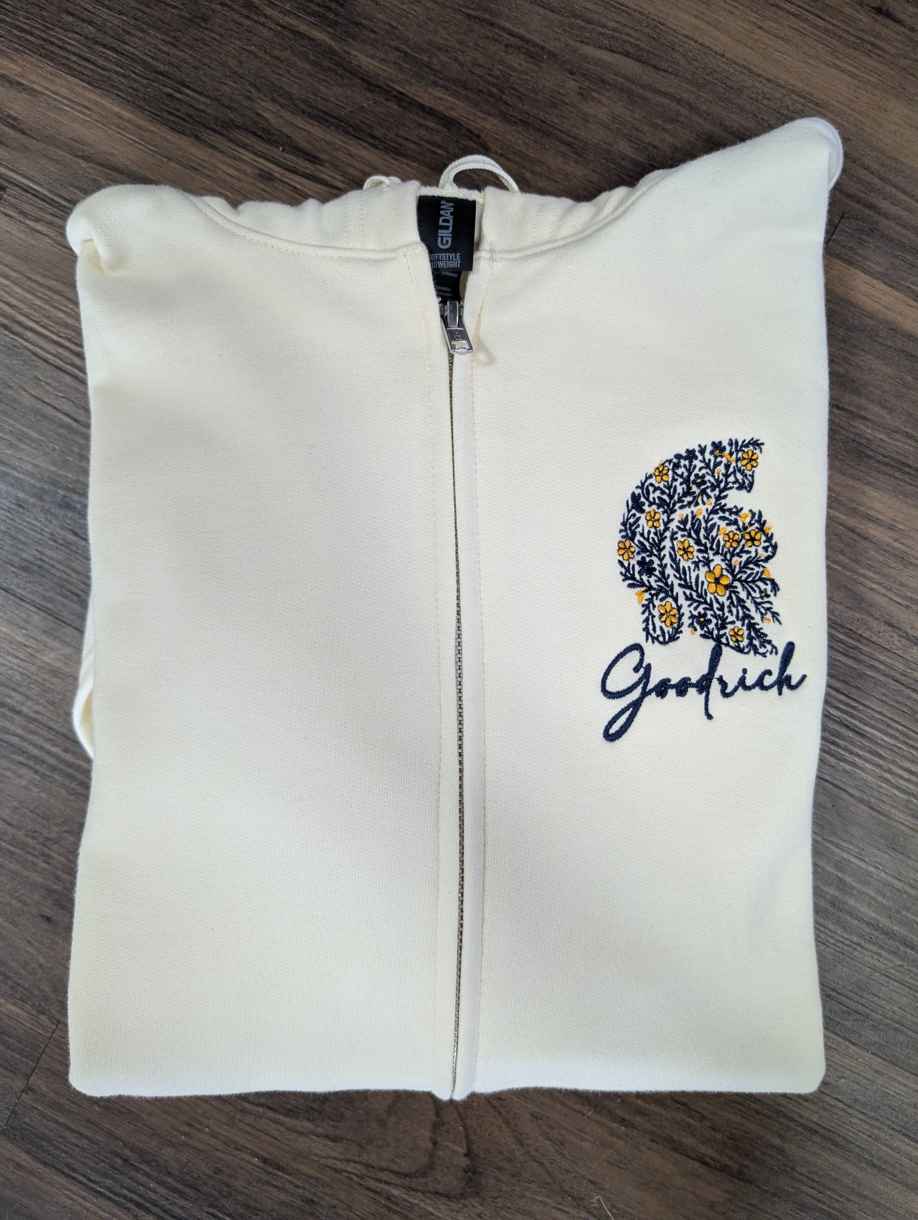 Goodrich Flower Embroidered Softstyle® Midweight Fleece Full-Zip Hooded Sweatshirt