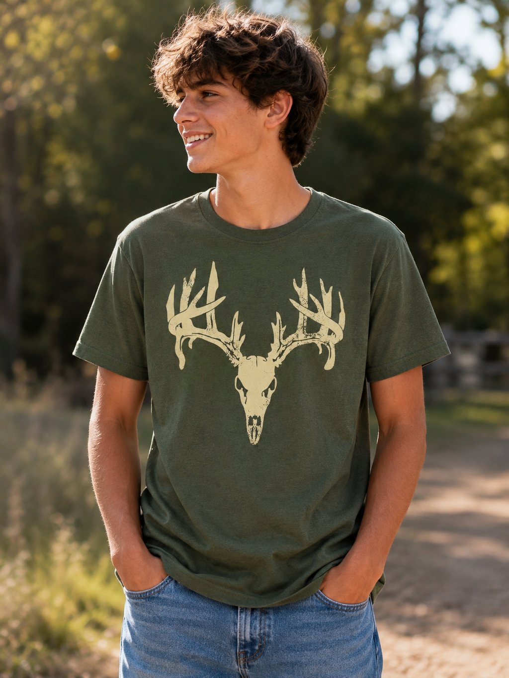 European Distressed Deer T-Shirt