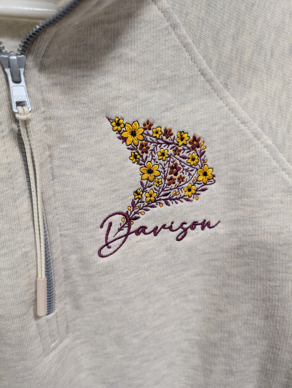 Davison Flower Bird Ladies Boxy Half Zip Fleece