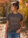 Thankful & Blessed Rhinestone Ladies Tee