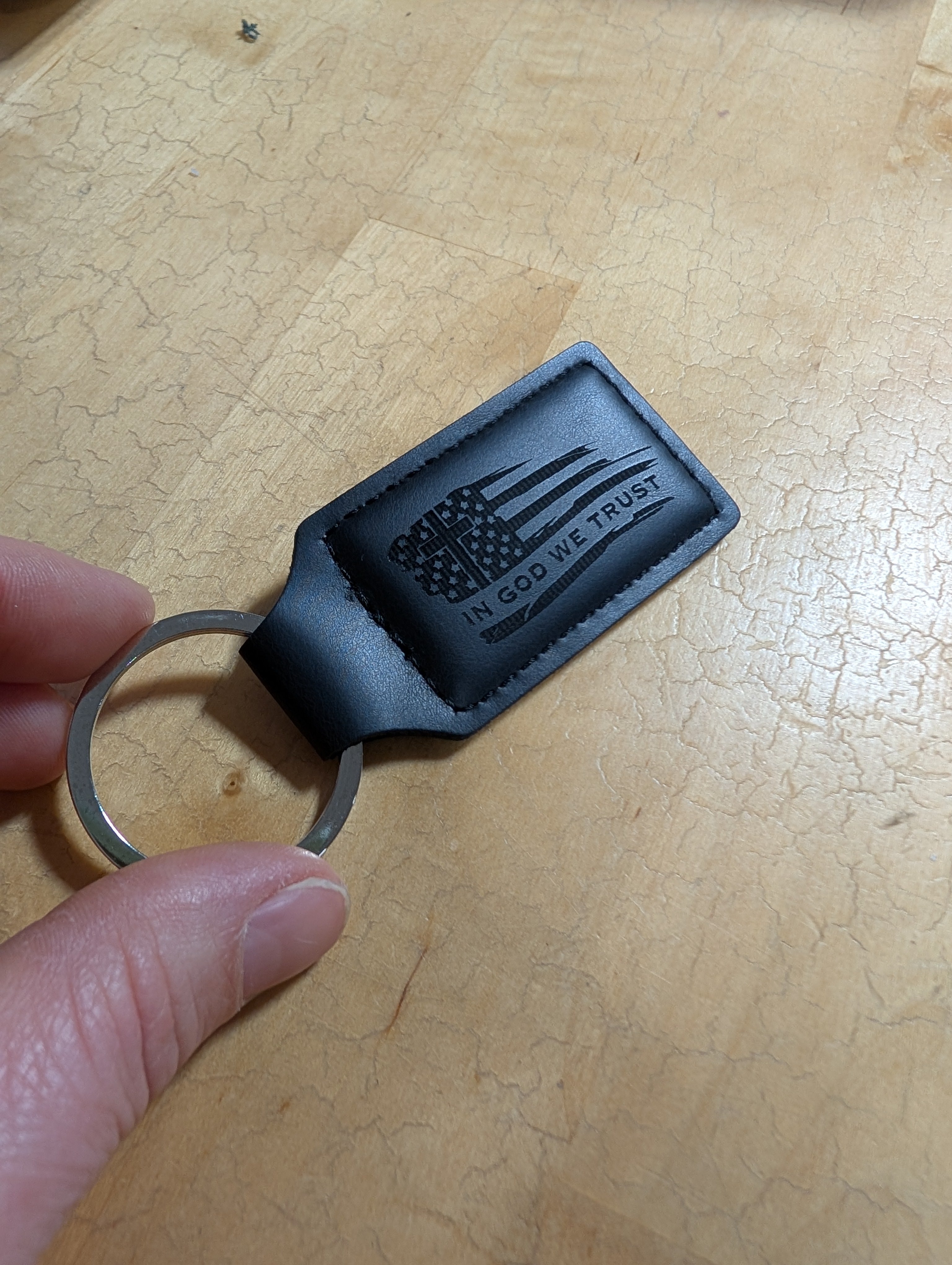 In God We Trust Leatherette Keychain