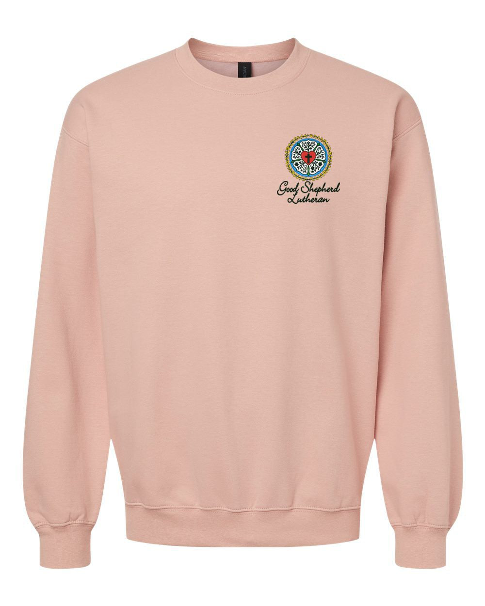 Good Shepherd Lutheran Rose Floral Softstyle® Crewneck Sweatshirt