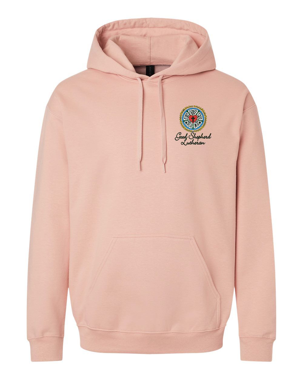 Good Shepherd Lutheran Rose Floral Softstyle® Embroidered Midweight Pullover Hooded Sweatshirt