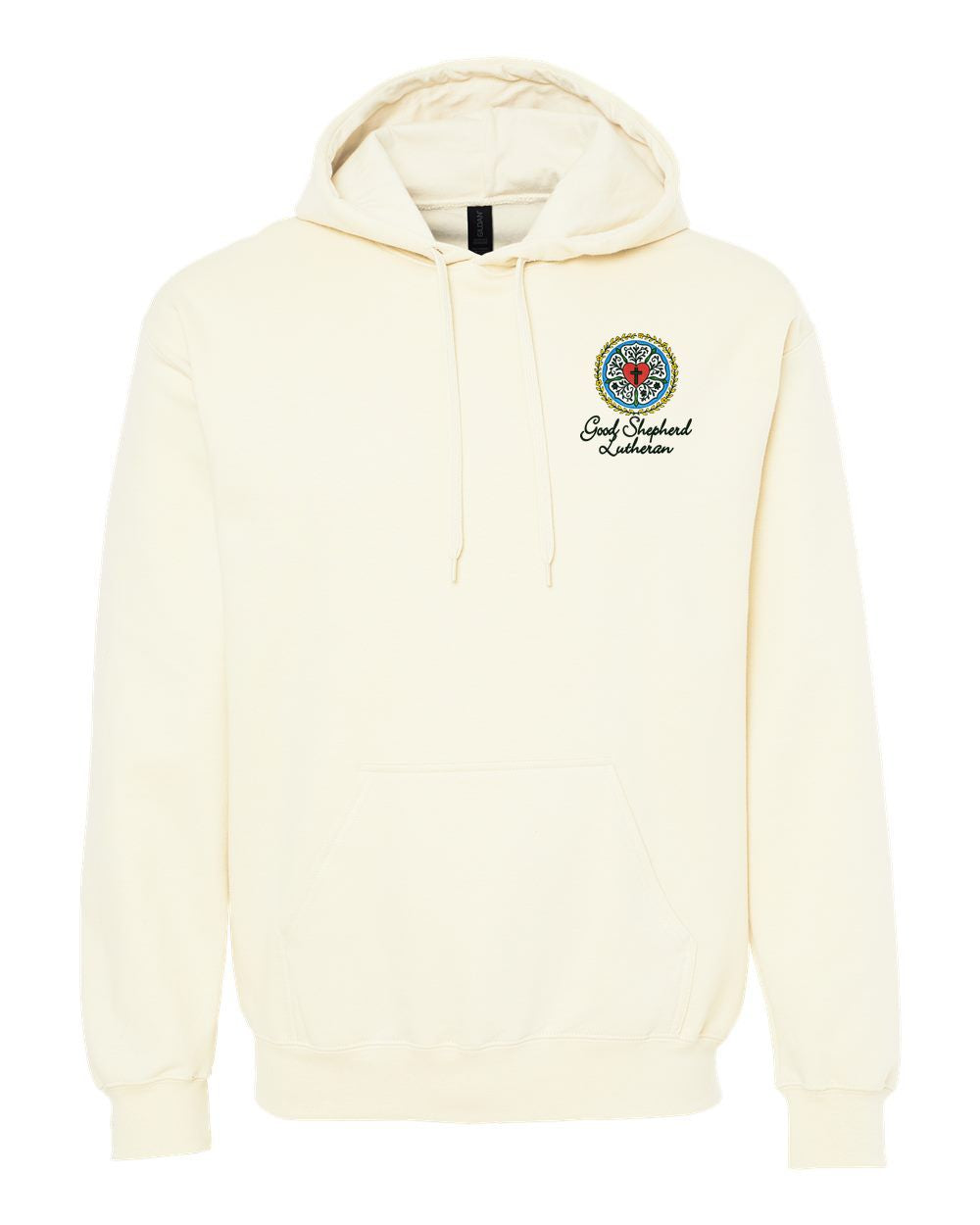 Good Shepherd Lutheran Rose Floral Softstyle® Embroidered Midweight Pullover Hooded Sweatshirt