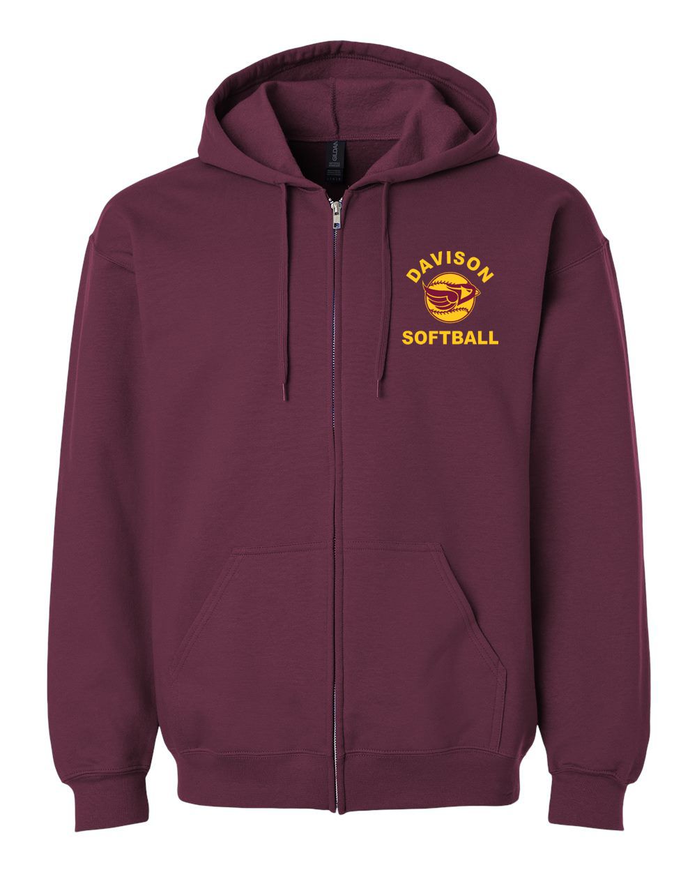 Davison Softball Softstyle® Midweight Fleece Full-Zip Hooded Sweatshirt