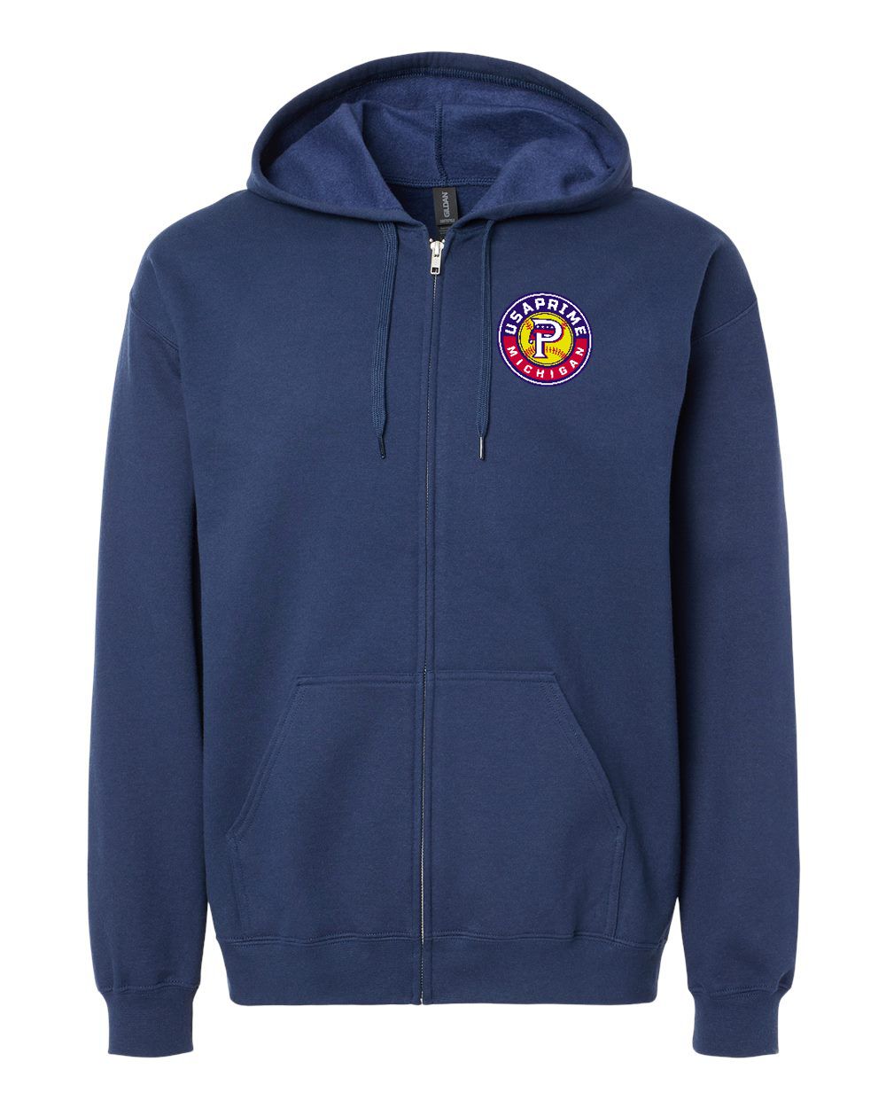USA Prime Softball Embroidered Softstyle® Midweight Fleece Full-Zip Hooded Sweatshirt