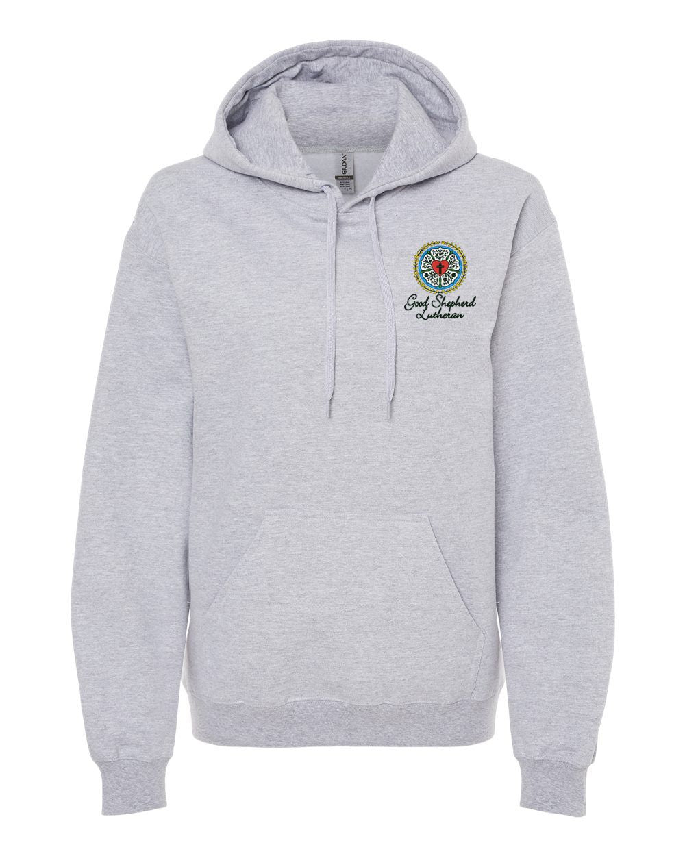 Good Shepherd Lutheran Rose Floral Softstyle® Embroidered Midweight Pullover Hooded Sweatshirt