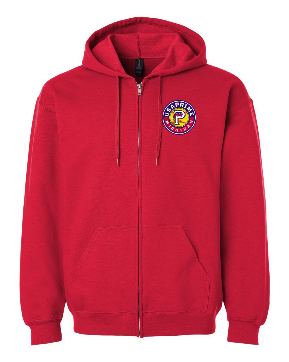 USA Prime Softball Embroidered Softstyle® Midweight Fleece Full-Zip Hooded Sweatshirt