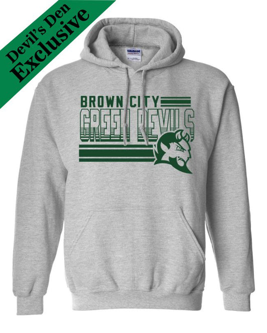 Brown City Lines Basic Hooded Sweatshirt