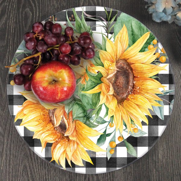 Sunflower Fields Glass Lazy Susan
