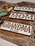 Customized Mom/Grandma Wooden Key Chain