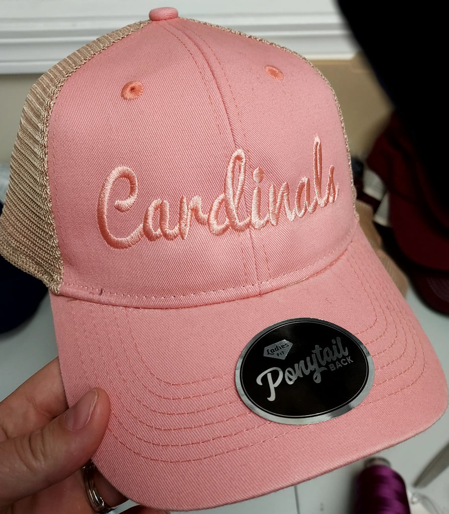 Cardinals Pink PONY TAIL Women's Cap – K&C's Special T's & Cool Beans  Graphics