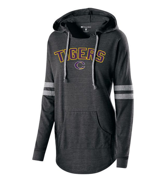 Caro Tigers Ladies Hooded Low Key Pullover - Schall