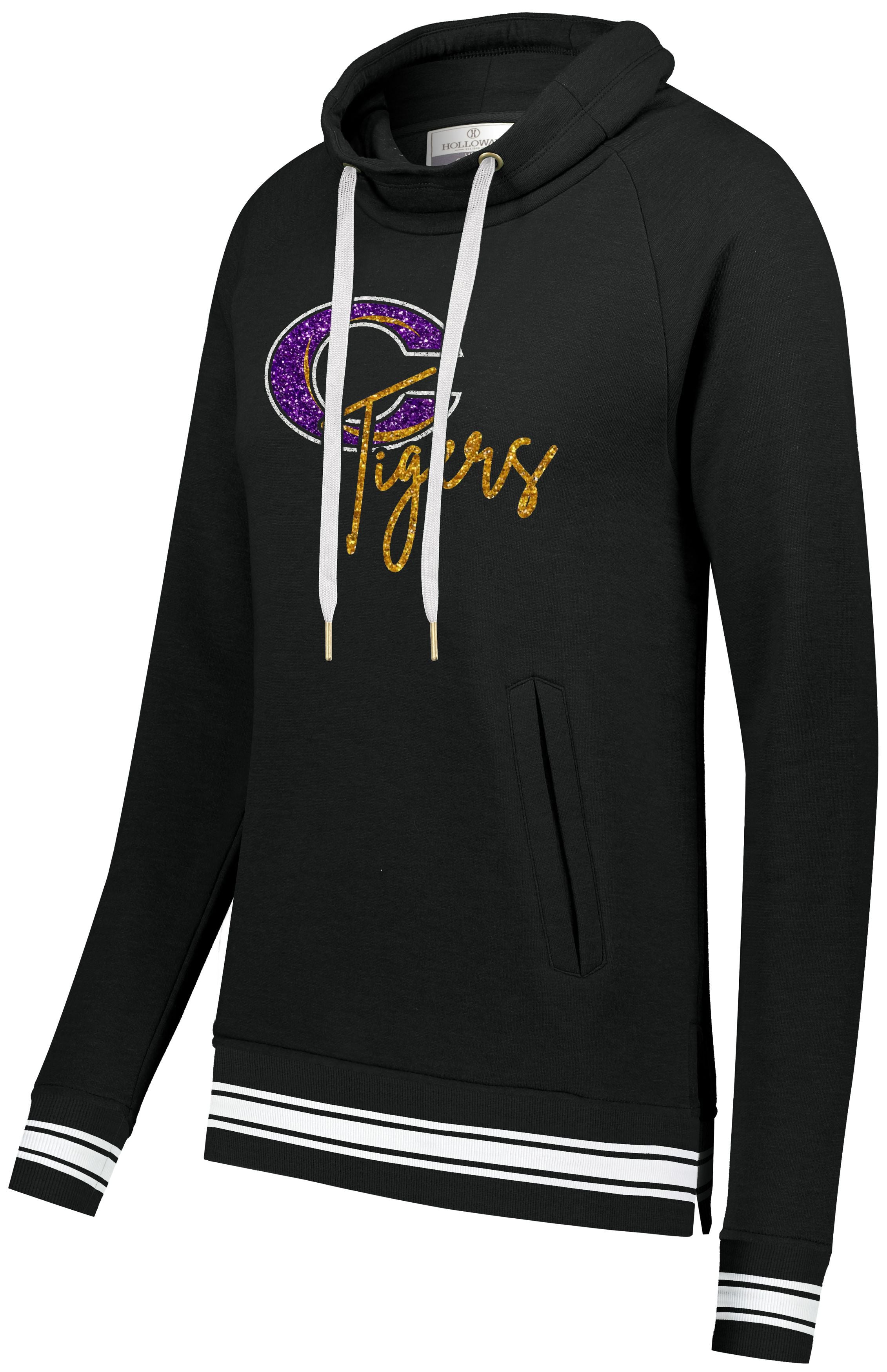 Caro Tigers GLITTER Ladies Ivy Funnel Neck Sweatshirt - Schall