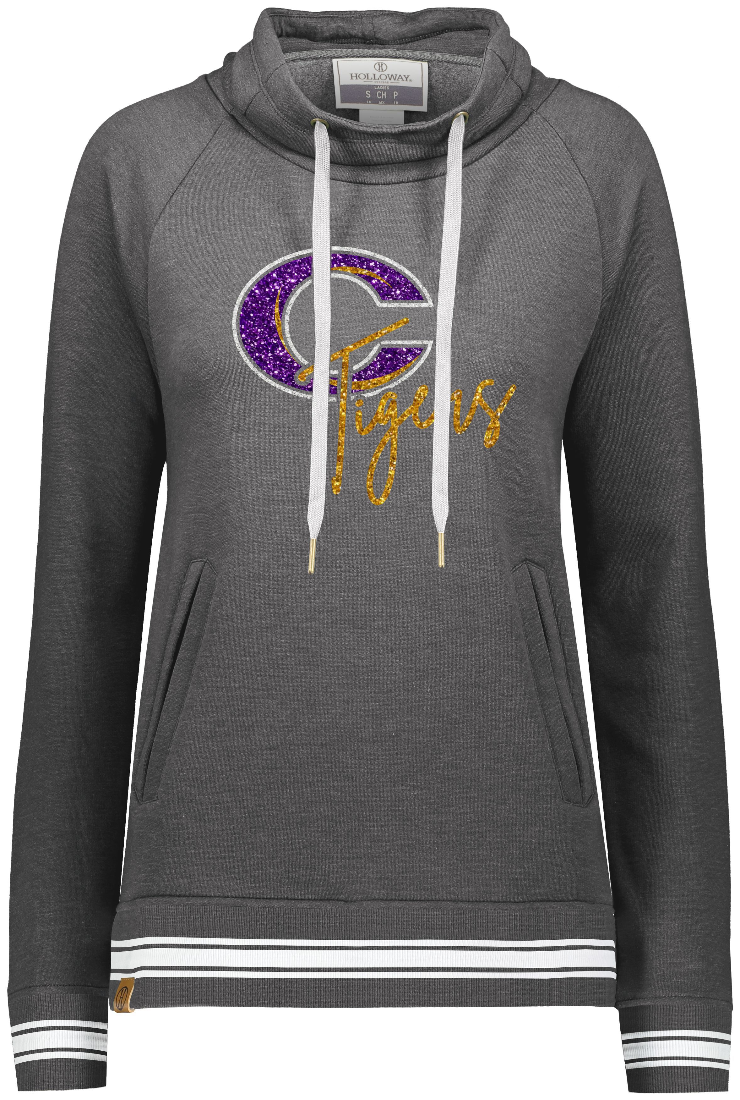 Caro Tigers GLITTER Ladies Ivy Funnel Neck Sweatshirt - Schall