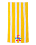 Cabana Stripe Velour Beach Towel with Embroidery