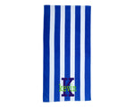 Cabana Stripe Velour Beach Towel with Embroidery