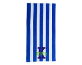 Cabana Stripe Velour Beach Towel with Embroidery