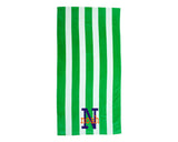 Cabana Stripe Velour Beach Towel with Embroidery