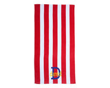 Cabana Stripe Velour Beach Towel with Embroidery