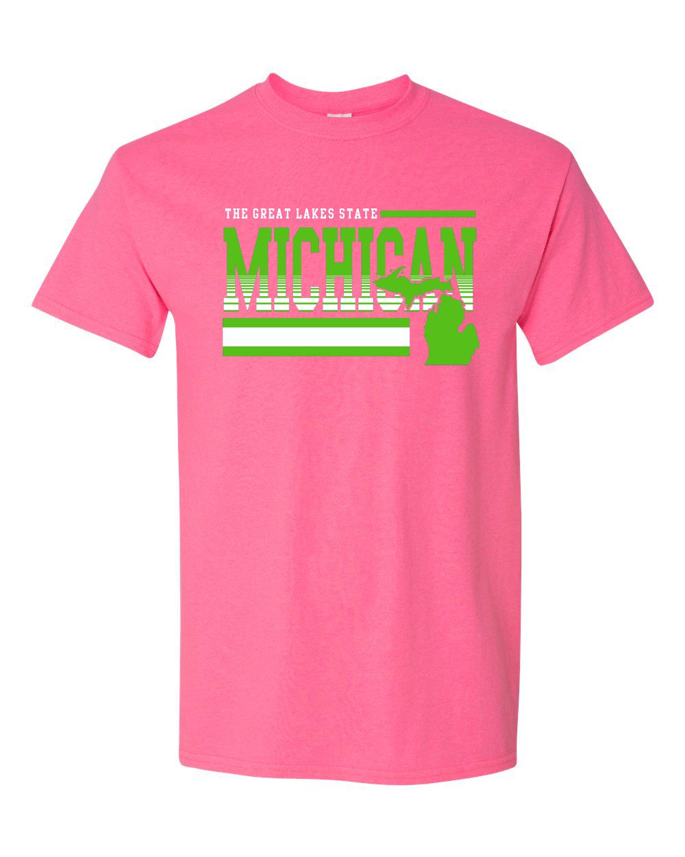 Michigan "Lines" Neon Pink T-shirt