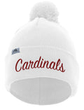 Cardinals Script Knit Fold Over Pom-Pom Beanie