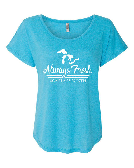 Ladies Always Fresh Flowy Tee (Turquoise)