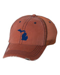 Michigan Orange Herringbone Unstructured Trucker Cap